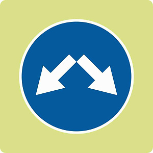 Дорожный знак с флуоресцентной окантовкой 4.2.3 Объезд препятствия справа или слева