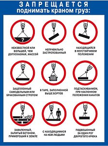 Блок знаков «Запрещается поднимать краном груз» PS-ZPG-1 Плакат - 1л. (600х800; Пленка самоклеящаяся ПВХ; )